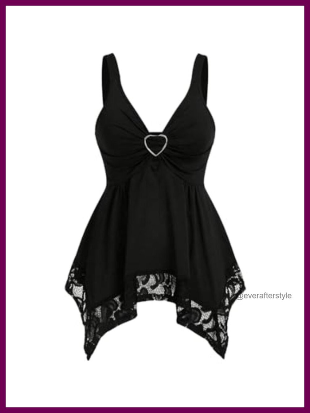 Y2k Peplum Babydoll Lace Tank Top Goth Grunge Asymmetrical Hem V Neck Sleeveless
